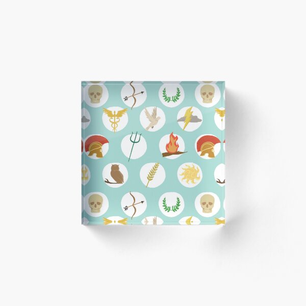 Greek Gods Mythology Repeat Pattern - Percy Jackson Inspired Acrylic Block