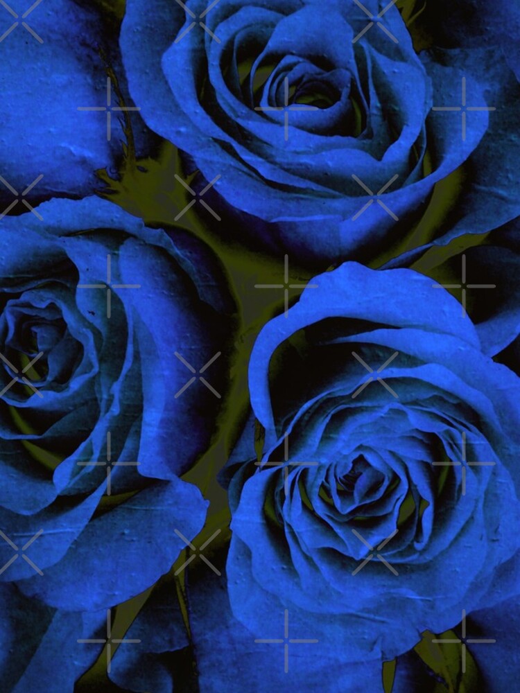 Mothers Day Gift - In Blue - Gothic Blue and Black Roses Gift by OneDayArt