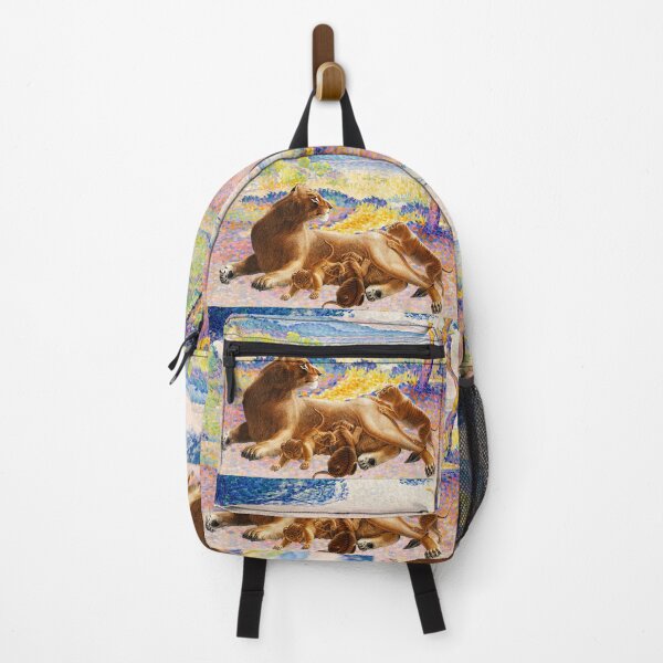 Item preview, Lioness with cubs in a forest in pointillism designed and sold by mycloudzdesign.