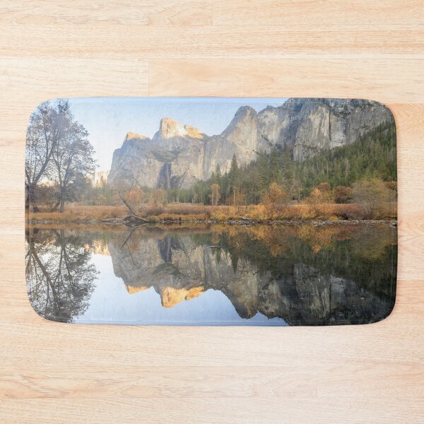 Item preview, Cathedral Rocks reflecting on Merced River at autumn sunset via Valley View designed and sold by yhelfman.