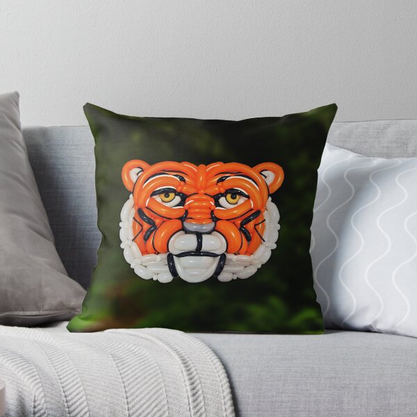 Twisted Indochinese Tiger Throw Pillow