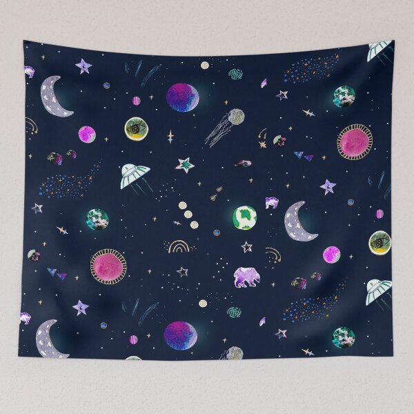 Item preview, Cosmic, Space doodle illustration. cartoon space rockets, planets, stars. designed and sold by Anastasiia Yurevych.