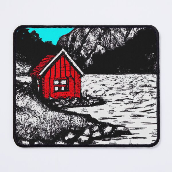 Item preview, Red Little Hut by the Lake designed and sold by Story24net.