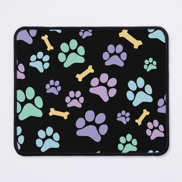 Item preview, Pastel Puppy Paw Prints and Bones Black Pattern designed and sold by SubtleSplit.