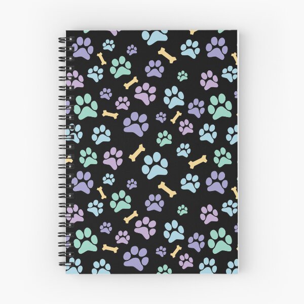 Item preview, Pastel Puppy Paw Prints and Bones Black Pattern designed and sold by SubtleSplit.