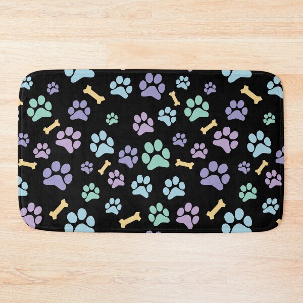 Item preview, Pastel Puppy Paw Prints and Bones Black Pattern designed and sold by SubtleSplit.