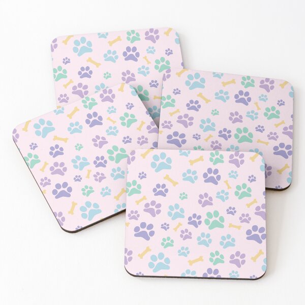 Item preview, Pastel Puppy Paw Prints and Bones Light Pink Pattern designed and sold by SubtleSplit.