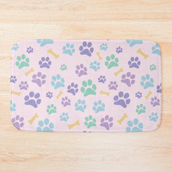 Item preview, Pastel Puppy Paw Prints and Bones Light Pink Pattern designed and sold by SubtleSplit.