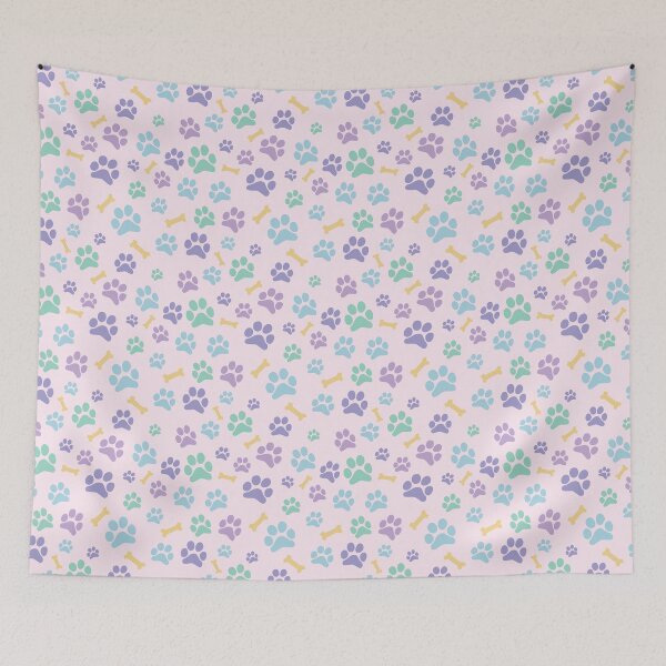 Item preview, Pastel Puppy Paw Prints and Bones Light Pink Pattern designed and sold by SubtleSplit.