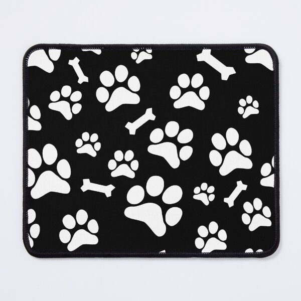 Item preview, White Puppy Paw Prints and Bones On Black Pattern designed and sold by SubtleSplit.