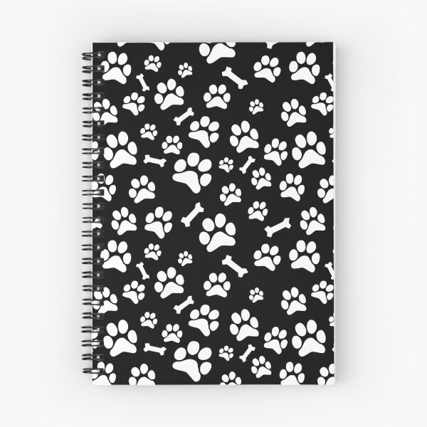 Item preview, White Puppy Paw Prints and Bones On Black Pattern designed and sold by SubtleSplit.