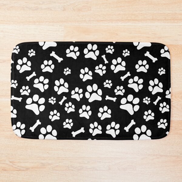 Item preview, White Puppy Paw Prints and Bones On Black Pattern designed and sold by SubtleSplit.