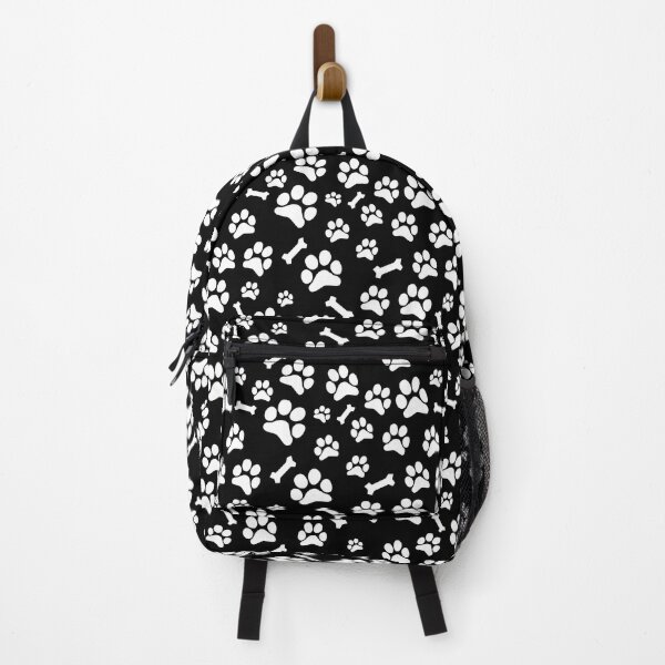 Item preview, White Puppy Paw Prints and Bones On Black Pattern designed and sold by SubtleSplit.