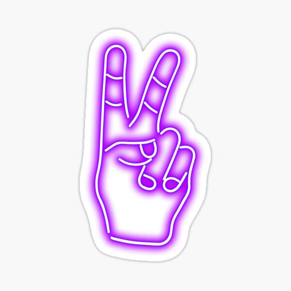 Peace Finger Neon Purple Classic Sticker For Sale By Yuliafra Redbubble 2757