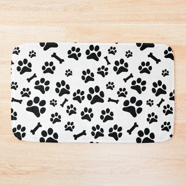 Item preview, Black Puppy Paw Prints and Bones On White Pattern designed and sold by SubtleSplit.