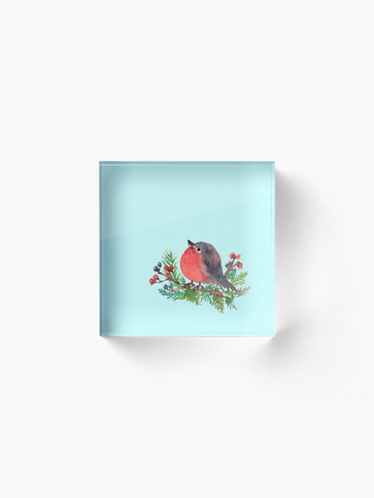 Alternate view of Robin on a winterberry tree Acrylic Block