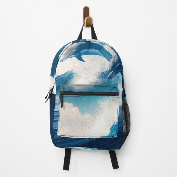 Item preview, Deep Sea Blue Ocean Dolphin Playing with Waves designed and sold by Trendy Valley .