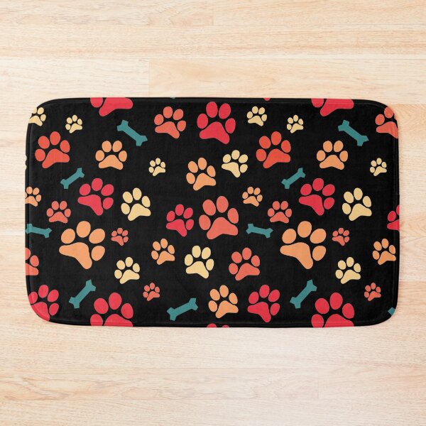 Item preview, Autumn Color Puppy Paw Prints and Bones On Black Pattern designed and sold by SubtleSplit.