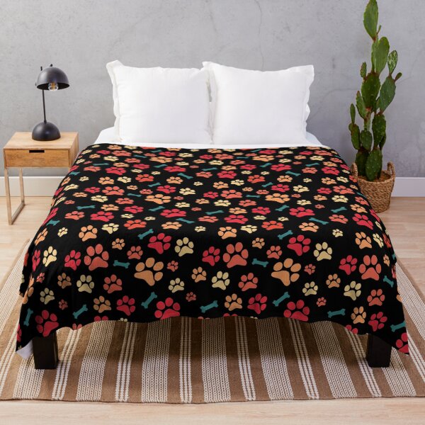 Item preview, Autumn Color Puppy Paw Prints and Bones On Black Pattern designed and sold by SubtleSplit.
