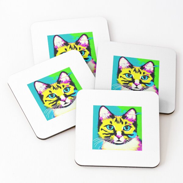 Item preview, Colourful Pop Art Cat Portrait | Original artwork in the style of Andy Wahrol's iconic "Marilyn's Diptych" screenpainting artwork  designed and sold by ArtworkbyEmmy.