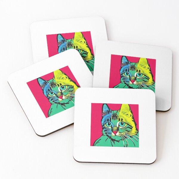 Item preview, Colourful Pop Art Cat Portrait | Original artwork in the style of Andy Wahrol's iconic "Marilyn's Diptych" screenpainting artwork  designed and sold by ArtworkbyEmmy.