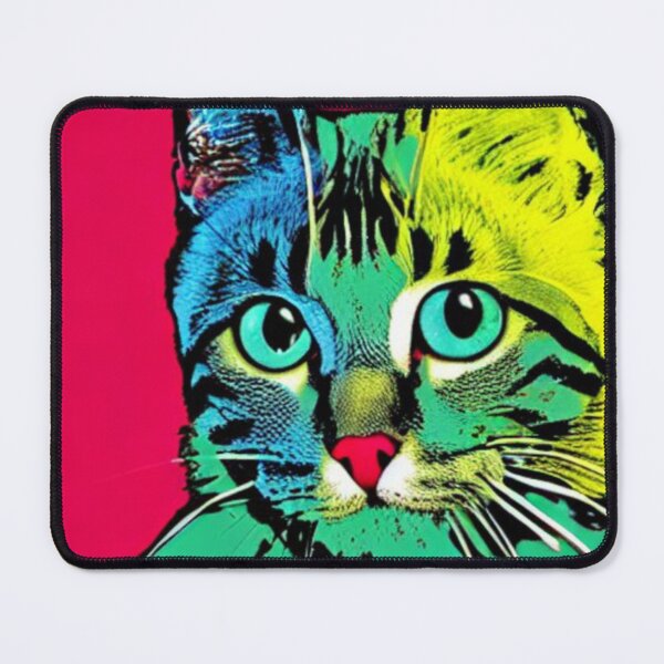 Item preview, Colourful Pop Art Cat Portrait | Original artwork in the style of Andy Wahrol's iconic "Marilyn's Diptych" screenpainting artwork designed and sold by ArtworkbyEmmy.