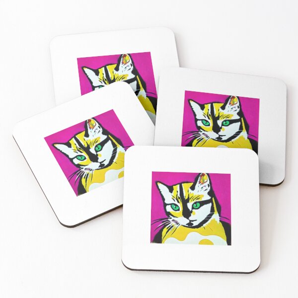 Item preview, Colourful Pop Art Cat Portrait | Original artwork in the style of Andy Wahrol's iconic "Marilyn's Diptych" screenpainting artwork  designed and sold by ArtworkbyEmmy.