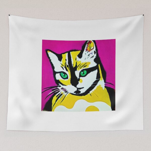 Item preview, Colourful Pop Art Cat Portrait | Original artwork in the style of Andy Wahrol's iconic "Marilyn's Diptych" screenpainting artwork  designed and sold by ArtworkbyEmmy.