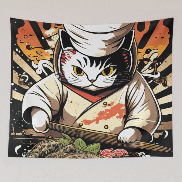 Item preview, Sushi chef cat preparing food designed and sold by RK - Shop.