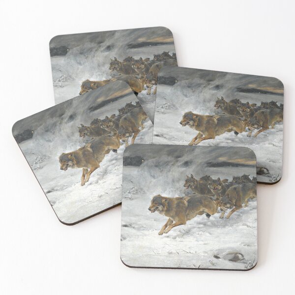 Item preview, Winter scenery - A pack of wolves by Alfred Kowalski-Wierusz designed and sold by AR-shop.