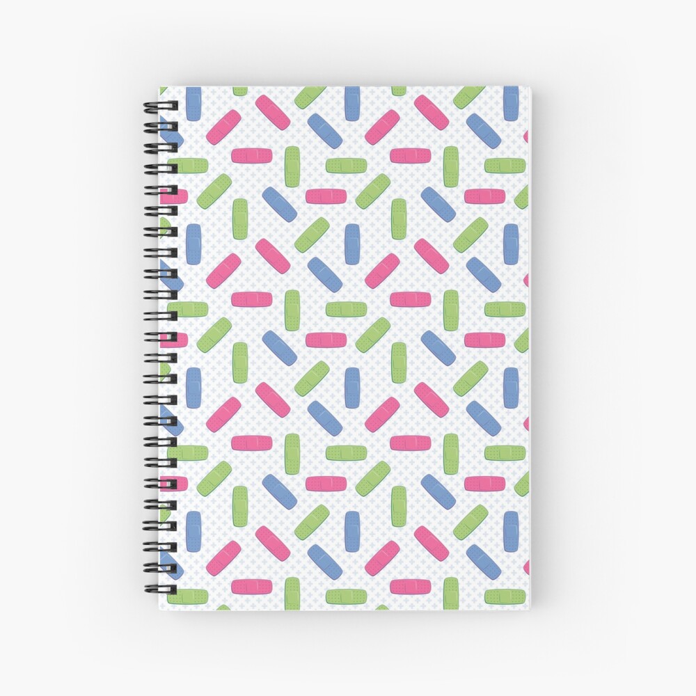 Pink, green and blue bandages Spiral Notebook