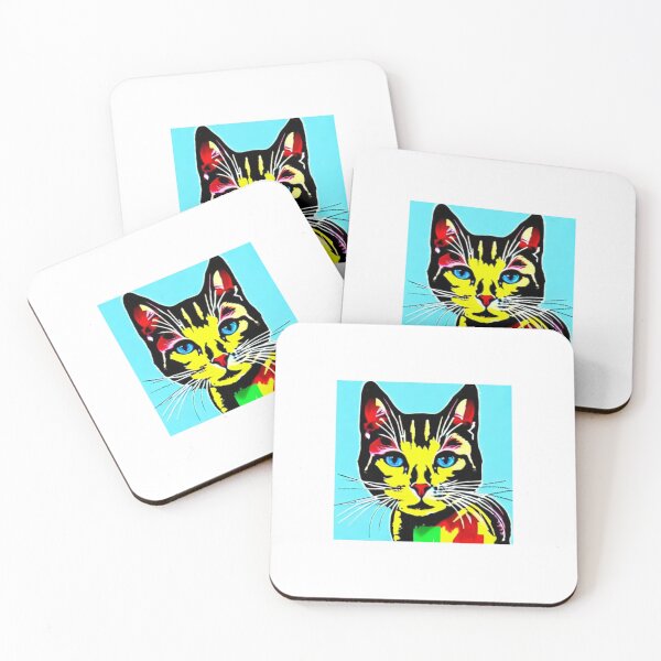 Item preview, Colourful Pop Art Cat Portrait | Original artwork in the style of Andy Wahrol's iconic "Marilyn's Diptych" screenpainting artwork  designed and sold by ArtworkbyEmmy.