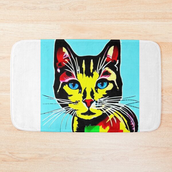 Item preview, Colourful Pop Art Cat Portrait | Original artwork in the style of Andy Wahrol's iconic "Marilyn's Diptych" screenpainting artwork  designed and sold by ArtworkbyEmmy.
