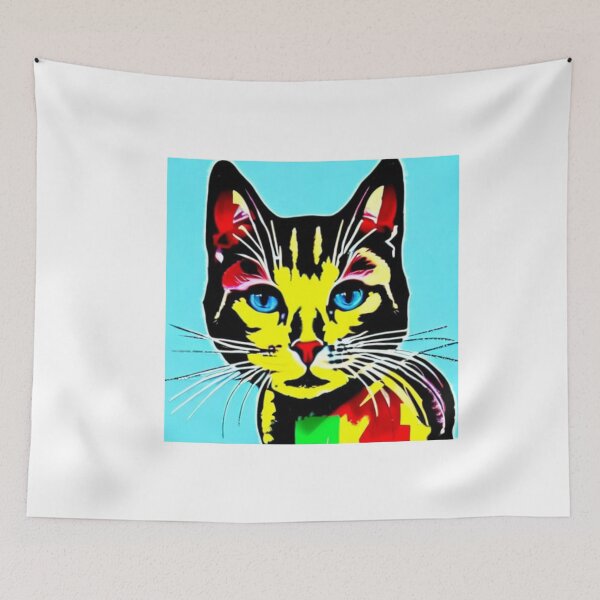 Item preview, Colourful Pop Art Cat Portrait | Original artwork in the style of Andy Wahrol's iconic "Marilyn's Diptych" screenpainting artwork  designed and sold by ArtworkbyEmmy.