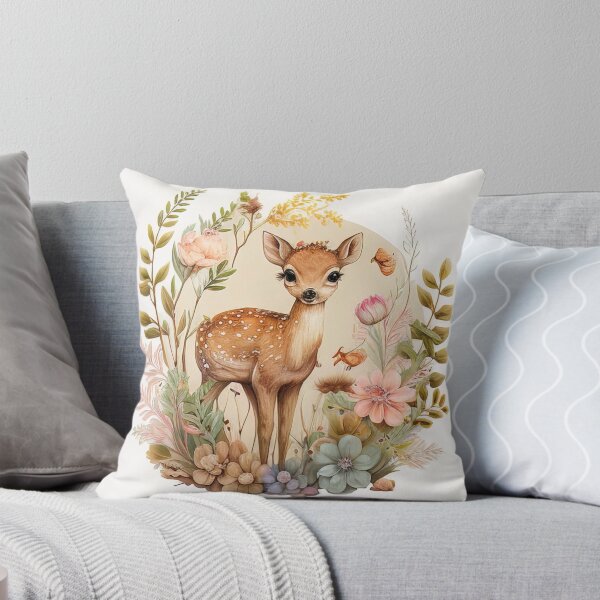 Item preview, Cute watercolor baby deer surrounded by flowers soft pastel designed and sold by RK - Shop.