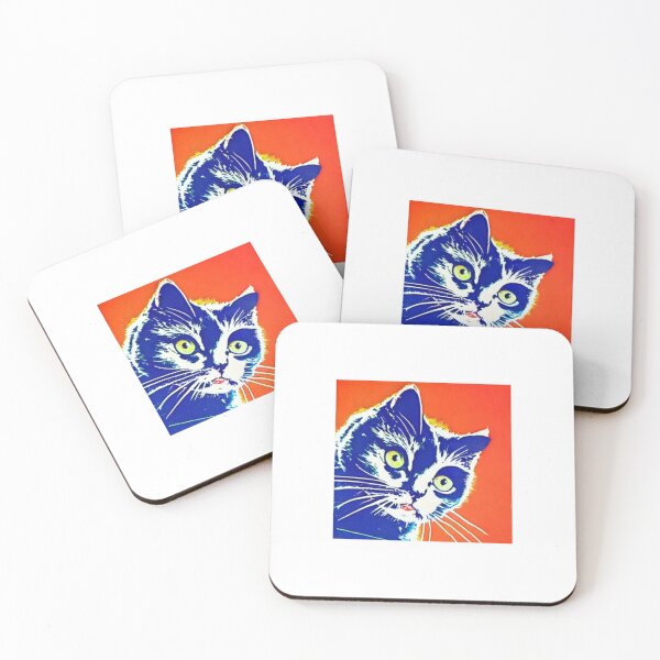 Item preview, Colourful Pop Art Cat Portrait | Original artwork in the style of Andy Wahrol's iconic "Marilyn's Diptych" screenpainting artwork  designed and sold by ArtworkbyEmmy.