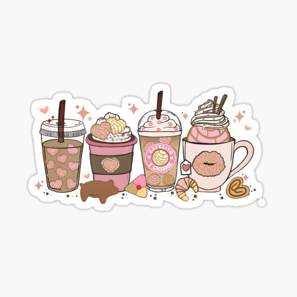 Cafecito y Chisme Pan Dulce Hand Drawn Mexican Concha iced coffee