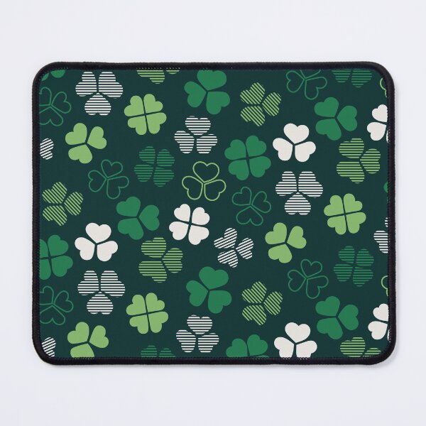 Item preview, Lucky green white shamrocks four-leaf clovers  designed and sold by RevolutionizZed.