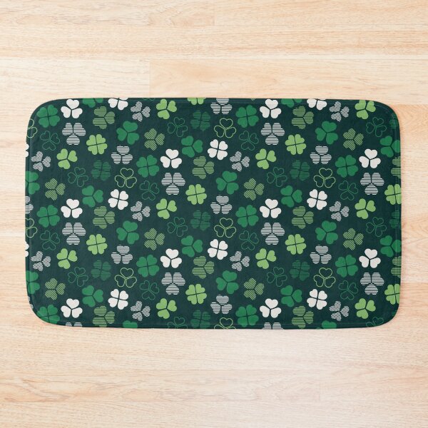 Item preview, Lucky green white shamrocks four-leaf clovers  designed and sold by RevolutionizZed.