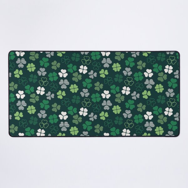 Item preview, Lucky green white shamrocks four-leaf clovers  designed and sold by RevolutionizZed.