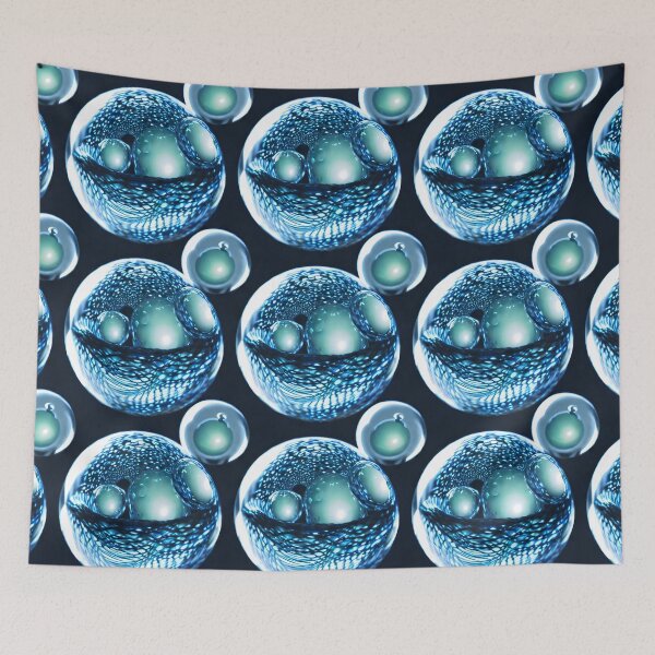 Item preview, Art glass Inspired 3D Sphere Ice Blue Marble Madness designed and sold by BadassBazaar.