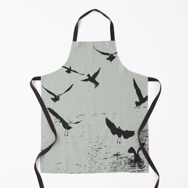 Item preview, Silhouette Of A Flock Of Seagulls Scavenging Black designed and sold by taiche.