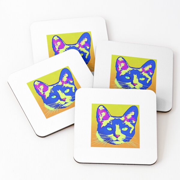 Item preview, Colourful Pop Art Cat Portrait | Original artwork in the style of Andy Wahrol's iconic "Marilyn's Diptych" screenpainting artwork  designed and sold by ArtworkbyEmmy.