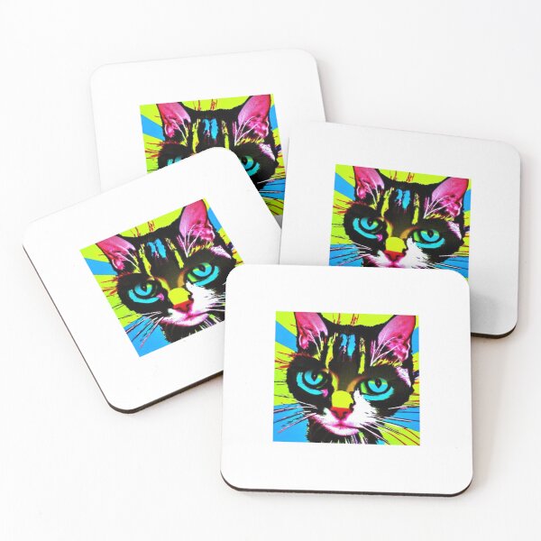 Item preview, Colourful Pop Art Cat Portrait | Original artwork in the style of Andy Wahrol's iconic "Marilyn's Diptych" screenpainting artwork  designed and sold by ArtworkbyEmmy.