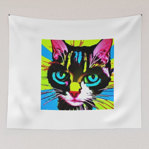 Item preview, Colourful Pop Art Cat Portrait | Original artwork in the style of Andy Wahrol's iconic "Marilyn's Diptych" screenpainting artwork  designed and sold by ArtworkbyEmmy.
