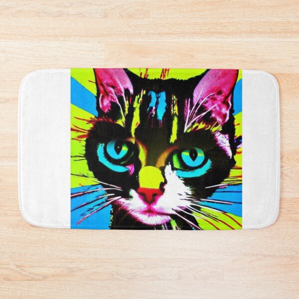 Item preview, Colourful Pop Art Cat Portrait | Original artwork in the style of Andy Wahrol's iconic "Marilyn's Diptych" screenpainting artwork  designed and sold by ArtworkbyEmmy.