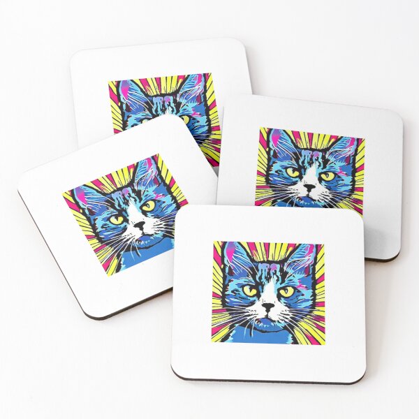 Item preview, Colourful Pop Art Cat Portrait | Original artwork in the style of Andy Wahrol's iconic "Marilyn's Diptych" screenpainting artwork  designed and sold by ArtworkbyEmmy.