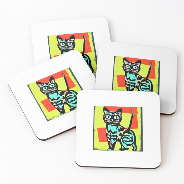 Item preview, Colourful Pop Art Cat Portrait | Original artwork in the style of Andy Wahrol's iconic "Marilyn's Diptych" screenpainting artwork  designed and sold by ArtworkbyEmmy.