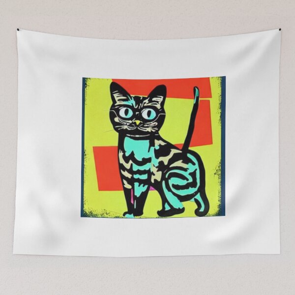 Item preview, Colourful Pop Art Cat Portrait | Original artwork in the style of Andy Wahrol's iconic "Marilyn's Diptych" screenpainting artwork  designed and sold by ArtworkbyEmmy.