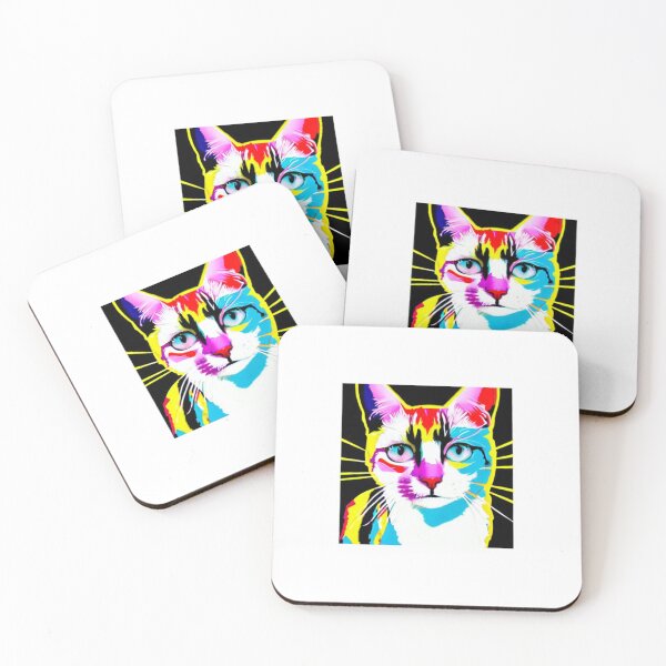 Item preview, Colourful Pop Art Cat Portrait | Original artwork in the style of Andy Wahrol's iconic "Marilyn's Diptych" screenpainting artwork  designed and sold by ArtworkbyEmmy.
